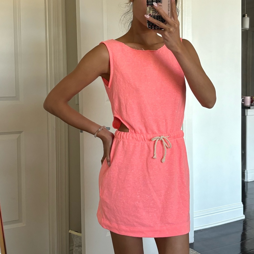 zara neon pink sweat fabric mini dress